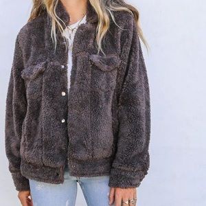 charcoal grey teddy coat